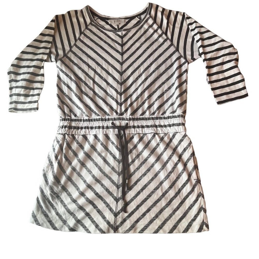 ANN TAYLOR LOFT DRESS Stripes Drawstring Waist Cotton Size Small Petite